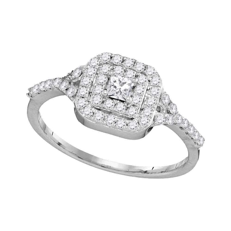 14k White Gold Women's Princess Diamond Bridal Wedding Engagement Ring 1/2 Cttw - FREE Shipping (USA/CAN)-Gold & Diamond Engagement & Anniversary Rings-5-JadeMoghul Inc.