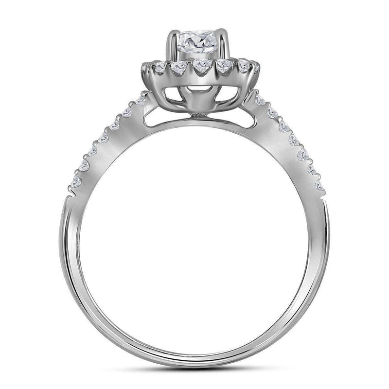 14k White Gold Women's Princess Diamond Bridal Wedding Engagement Ring Band Set 1 Cttw - FREE Shipping (US/CAN)-Gold & Diamond Wedding Ring Sets-5.5-JadeMoghul Inc.