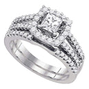 14k White Gold Women's Princess Diamond Bridal Wedding Engagement Ring Band Set 1 Cttw - FREE Shipping (US/CAN)-Gold & Diamond Wedding Ring Sets-5.5-JadeMoghul Inc.