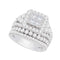14k White Gold Women's Princess Diamond Halo Bridal Wedding Engagement Ring Band Set 3-1/3 Cttw - FREE Shipping (US/CAN)-Gold & Diamond Wedding Ring Sets-5-JadeMoghul Inc.