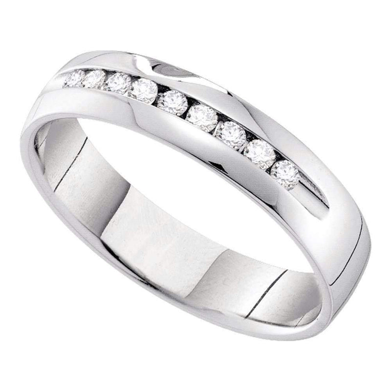 14k White Gold Women's Round Channel-set Diamond Bridal Wedding Anniversary Band 1/4 Cttw - FREE Shipping (US/CAN)-Gold & Diamond Wedding Jewelry-9-JadeMoghul Inc.