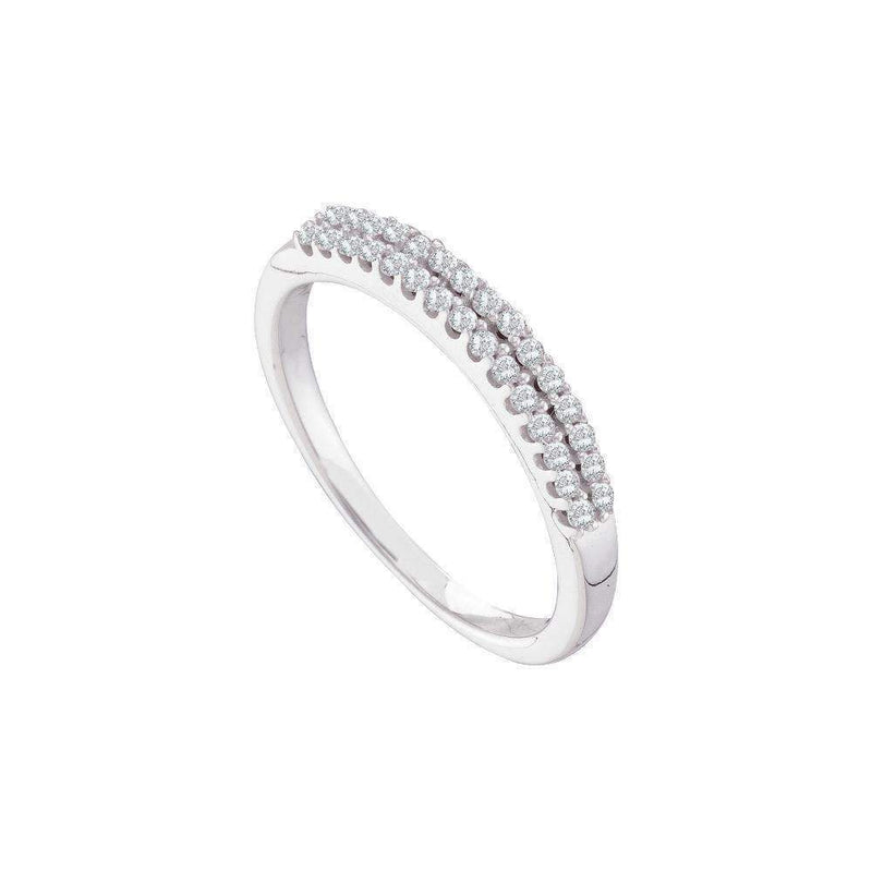 14k White Gold Women's Round Diamond 2-row Wedding Anniversary Bridal Band 1/5 Cttw - FREE Shipping (US/CAN)-Gold & Diamond Wedding Jewelry-5-JadeMoghul Inc.