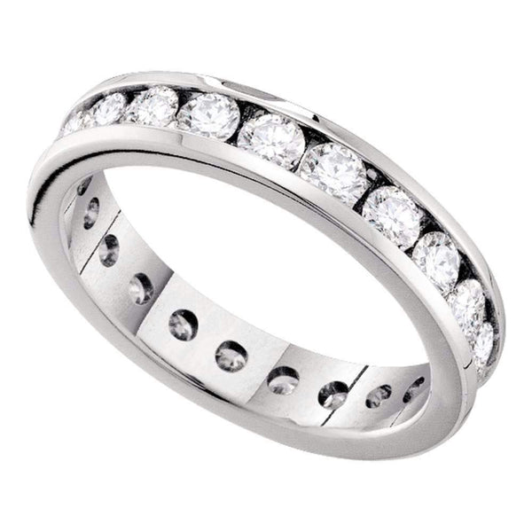 14k White Gold Women's Round Diamond Bridal Wedding Anniversary Eternity Band 1-1-2 Cttw - FREE Shipping (US/CAN)-Gold & Diamond Wedding Jewelry-JadeMoghul Inc.