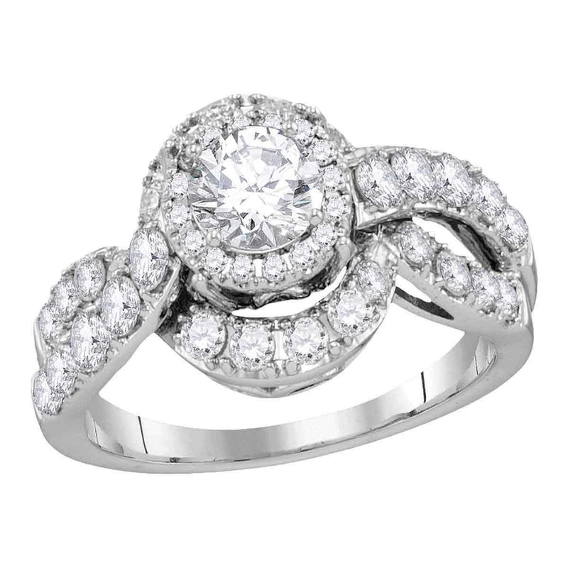 14k White Gold Women's Round Diamond Bridal Wedding Engagement Anniversary Ring 2.00 Cttw - FREE Shipping (US/CAN)-Gold & Diamond Engagement & Anniversary Rings-5.5-JadeMoghul Inc.