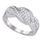 14k White Gold Women's Round Diamond Crossover Band Ring 1/2 Cttw - FREE Shipping (US/CAN)-Gold & Diamond Bands-5-JadeMoghul Inc.