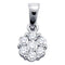 14K White Gold Women's Round Diamond Flower Cluster Charm Pendant 1-2 Cttw - FREE Shipping (US/CAN)-Gold & Diamond Pendants & Necklaces-JadeMoghul Inc.