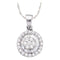 14k White Gold Women's Round Diamond Flower Cluster Circle Pendant 5-8 Cttw - FREE Shipping (US/CAN)-Pendants And Necklaces-JadeMoghul Inc.