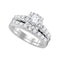 14k White Gold Women's Round Diamond Halo Bridal Wedding Engagement Ring Band Set 1-1/2 Cttw - FREE Shipping (US/CAN)-Gold & Diamond Wedding Ring Sets-5-JadeMoghul Inc.