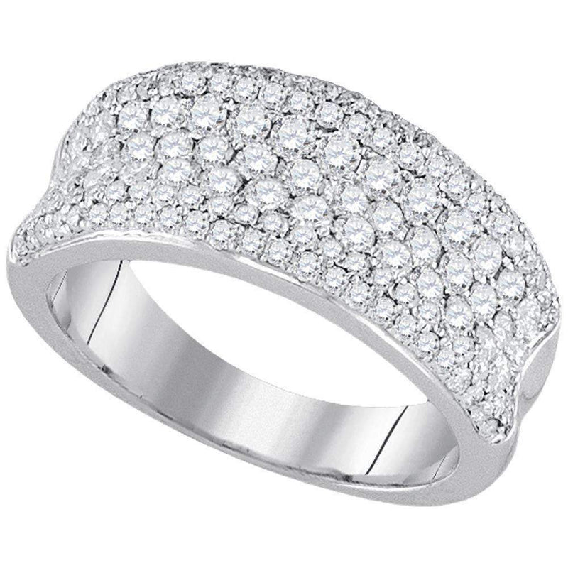 14k White Gold Women's Round Diamond Pave Wedding Anniversary Band Ring 1-1/3 Cttw - FREE Shipping (US/CAN)-Gold & Diamond Bands-5-JadeMoghul Inc.