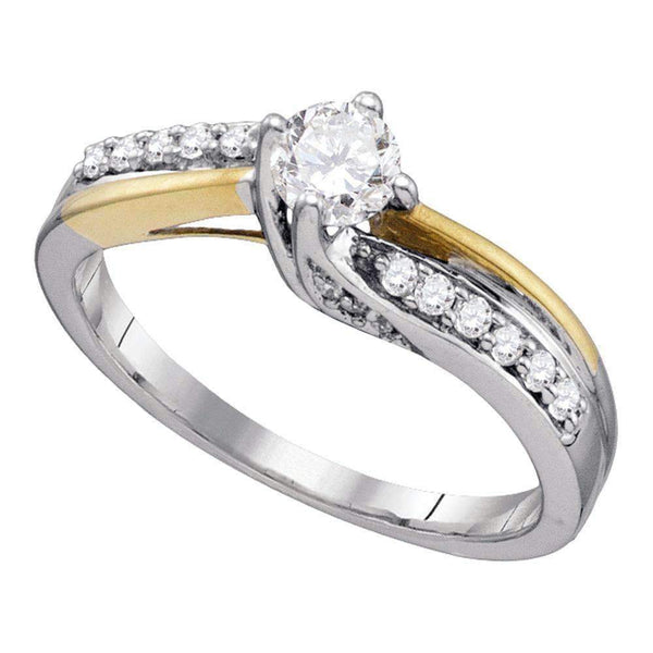 14k White Gold Women's Round Diamond Solitaire 2-Tone Bridal Wedding Engagement Ring 1/2 Cttw - FREE Shipping (USA/CAN)-Gold & Diamond Engagement & Anniversary Rings-5-JadeMoghul Inc.