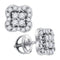 14k White Gold Women's Round Diamond Square-shape Cluster Stud Screwback Earrings 1-2 Cttw - FREE Shipping (USA/CAN)-Gold & Diamond Earrings-JadeMoghul Inc.