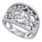 14K White Gold Women's Round Diamond Wide Star Pave-set Cocktail Band Ring 1/2 Cttw - FREE Shipping (US/CAN)-Gold & Diamond Rings-5-JadeMoghul Inc.