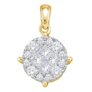 14K White Gold Yellow Princess Round Diamond Soleil Cluster Pendant 1.00 Cttw - FREE Shipping (US/CAN)-Gold & Diamond Pendants & Necklaces-JadeMoghul Inc.