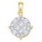 14K White Gold Yellow Princess Round Diamond Soleil Cluster Pendant 1.00 Cttw - FREE Shipping (US/CAN)-Gold & Diamond Pendants & Necklaces-JadeMoghul Inc.