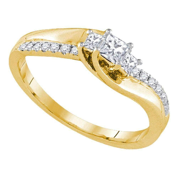 14k Yellow Gold 3-stone Princess Diamond Bridal Wedding Engagement Anniversary Ring 1/3 Cttw - FREE Shipping (US/CAN)-Gold & Diamond Engagement & Anniversary Rings-5-JadeMoghul Inc.