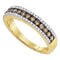 14k Yellow Gold Cognac-brown Color Enhanced White Diamond Pave-set Womens Unique Band Ring 1/2 Cttw - FREE Shipping (US/CAN)-Gold & Diamond Bands-5-JadeMoghul Inc.