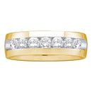 14k Yellow Gold Men's Round Diamond Channel-set Wedding Anniversary Band 1.00 Cttw - FREE Shipping (US/CAN)-Gold & Diamond Wedding Jewelry-8-JadeMoghul Inc.