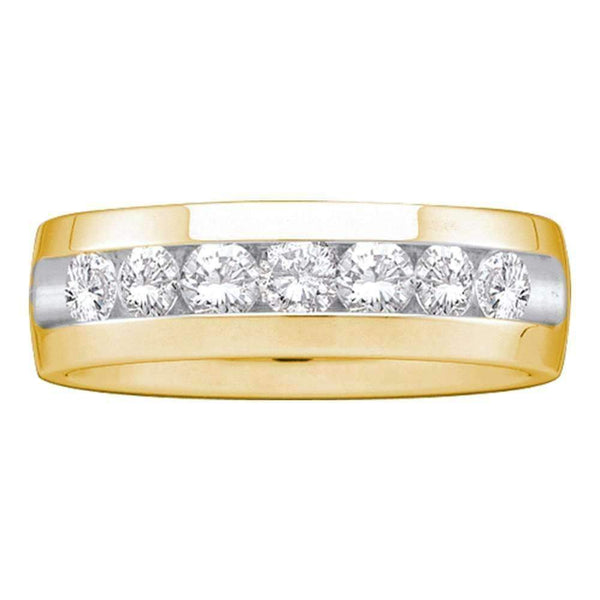 14k Yellow Gold Men's Round Diamond Channel-set Wedding Anniversary Band 1.00 Cttw - FREE Shipping (US/CAN)-Gold & Diamond Wedding Jewelry-8-JadeMoghul Inc.