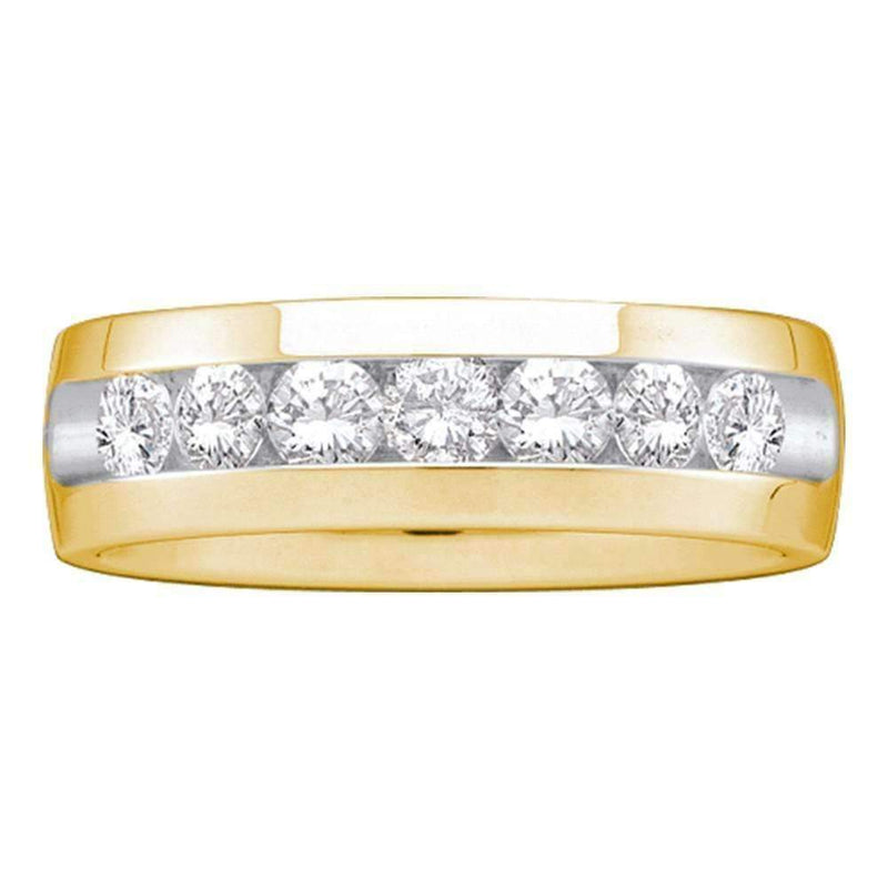 14k Yellow Gold Men's Round Diamond Channel-set Wedding Anniversary Band 1.00 Cttw - FREE Shipping (US/CAN)-Gold & Diamond Wedding Jewelry-8-JadeMoghul Inc.