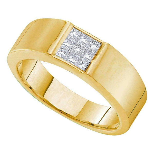 14k Yellow Gold Princess Diamond Men's Wedding Anniversary Band Ring 1/2 Cttw - FREE Shipping (US/CAN)-Gold & Diamond Wedding Jewelry-8-JadeMoghul Inc.