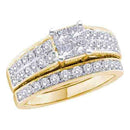 14k Yellow Gold Princess Diamond Women's Luxury Wedding Bridal Engagement Ring Band Set 3/4 Cttw - FREE Shipping (US/CAN)-Gold & Diamond Wedding Ring Sets-5-JadeMoghul Inc.