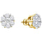 14k Yellow Gold Round Diamond Flower Cluster Women's Screwback Stud Earrings 1-2 Cttw - FREE Shipping (US/CAN)-Gold & Diamond Earrings-JadeMoghul Inc.