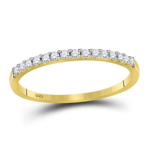 14k Yellow Gold Round Diamond Women's Slender Stackable Size 10 Wedding Band 1/6 Cttw - FREE Shipping (US/CAN)-Gold & Diamond Wedding Jewelry-8-JadeMoghul Inc.