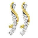 14k Yellow Gold Round Pave-set Diamond Women's Journey Screwback Stud Earrings 1-2 Cttw - FREE Shipping (US/CAN)-Gold & Diamond Earrings-JadeMoghul Inc.