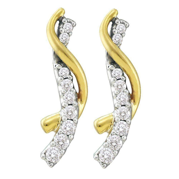 14k Yellow Gold Round Pave-set Diamond Women's Journey Screwback Stud Earrings 1-2 Cttw - FREE Shipping (US/CAN)-Gold & Diamond Earrings-JadeMoghul Inc.