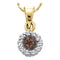 14k Yellow Gold Women's Cognac-brown Color Enhanced Diamond Round Flower Cluster Pendant 1.00 Cttw - FREE Shipping (US/CAN)-Gold & Diamond Pendants & Necklaces-JadeMoghul Inc.