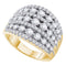 14k Yellow Gold Women's Pave-set Diamond Wide Fashion Band Ring 3.00 Cttw-Gold & Diamond Rings-JadeMoghul Inc.