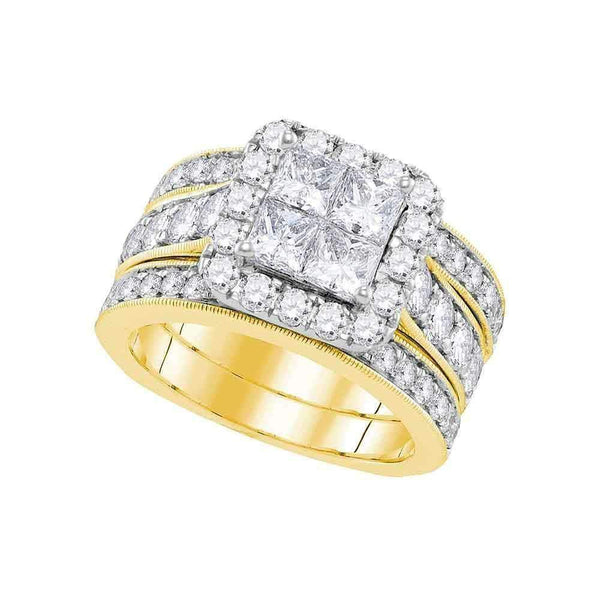 14k Yellow Gold Women's Princess Diamond Bridal Wedding Engagement Ring Band Set 3.00 Cttw - FREE Shipping (US/CAN)-Gold & Diamond Wedding Ring Sets-10.5-JadeMoghul Inc.