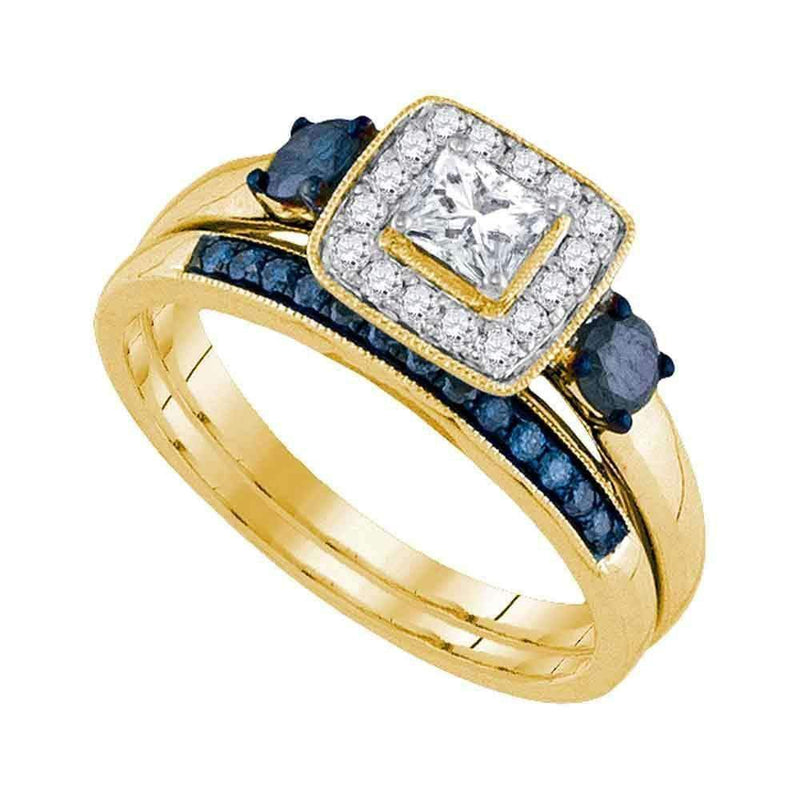 14k Yellow Gold Women's Princess Diamond Bridal Wedding Engagement Ring Band Set 3/4 Cttw - FREE Shipping (US/CAN)-Gold & Diamond Wedding Ring Sets-6-JadeMoghul Inc.