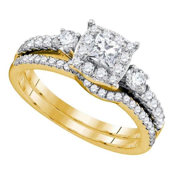 14k Yellow Gold Women's Princess Diamond Bridal Wedding Engagement Ring Band Set 7/8 Cttw - FREE Shipping (US/CAN)-Gold & Diamond Wedding Ring Sets-5-JadeMoghul Inc.