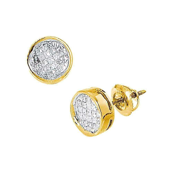 14k Yellow Gold Women's Princess Diamond Invisible-set Circle Screwback Stud Earrings 1-2 Cttw - FREE Shipping (USA/CAN)-Gold & Diamond Earrings-JadeMoghul Inc.