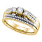 14k Yellow Gold Women's Round 3-stone Diamond Wedding Bridal Engagement Ring Band Set 1/2 Cttw - FREE Shipping (US/CAN)-Gold & Diamond Wedding Ring Sets-5-JadeMoghul Inc.