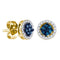 14k Yellow Gold Women's Round Blue Color Enhanced Diamond Cluster Stud Screwback Earrings 1-4 Cttw - FREE Shipping (USA/CAN)-Gold & Diamond Earrings-JadeMoghul Inc.