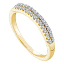 14k Yellow Gold Women's Round Diamond 2-row Wedding Anniversary Bridal Band 1/5 Cttw - FREE Shipping (US/CAN)-Gold & Diamond Wedding Jewelry-5-JadeMoghul Inc.