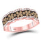 14kt Rose Gold Women's Brown Color Enhanced Diamond Band Ring 1.00 Cttw-Gold & Diamond Rings-JadeMoghul Inc.