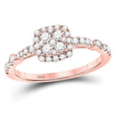 14kt Rose Gold Women's Diamond Cluster Engagement Ring-Gold & Diamond Wedding Jewelry-JadeMoghul Inc.