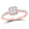 14kt Rose Gold Women's Diamond Cluster Engagement Ring-Gold & Diamond Wedding Jewelry-JadeMoghul Inc.
