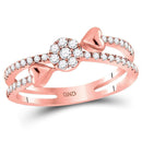14kt Rose Gold Women's Diamond Finger Wrap Heart Cluster Band Ring-Rings And Bands-JadeMoghul Inc.