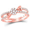 14kt Rose Gold Women's Diamond Finger Wrap Heart Cluster Band Ring-Rings And Bands-JadeMoghul Inc.