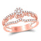 14kt Rose Gold Women's Diamond Flourished Cluster Band Ring-Rings And Bands-JadeMoghul Inc.