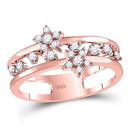 14kt Rose Gold Women's Diamond Open Double Star Band Ring 1/3 Cttw-Gold & Diamond Rings-JadeMoghul Inc.