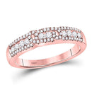 14kt Rose Gold Women's Diamond Triple Row Band Ring 1/2 Cttw-Gold & Diamond Rings-JadeMoghul Inc.