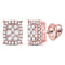 14kt Rose Gold Women's Diamond Vertical Rectangle Cluster Earrings 1/4 Cttw-Gold & Diamond Earrings-JadeMoghul Inc.