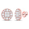 14kt Rose Gold Women's Princess Diamond Soleil Cluster Earrings 1/2 Cttw-Gold & Diamond Earrings-JadeMoghul Inc.