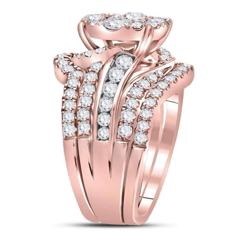 14kt Rose Gold Women's Princess Round Diamond Soleil Bridal Wedding Engagement Ring Band Set 2-1/2 Cttw - FREE Shipping (US/CAN)-Gold & Diamond Wedding Ring Sets-6.5-JadeMoghul Inc.