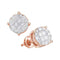 14kt Rose Gold Women's Princess Round Diamond Soleil Cluster Earrings 1-4 Cttw - FREE Shipping (USA/CAN)-Gold & Diamond Earrings-JadeMoghul Inc.